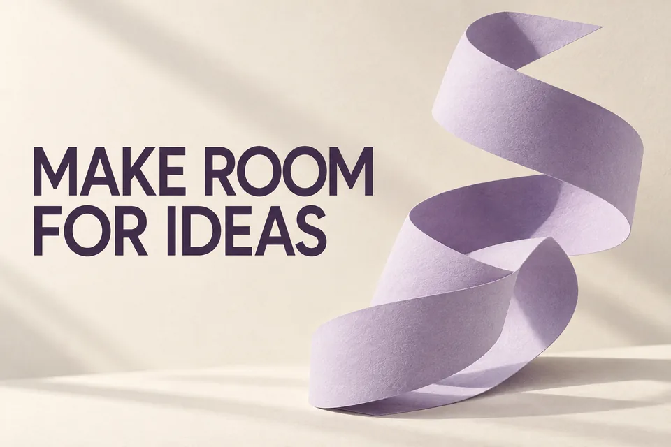 Lavender paper sculpture meets bold, readable typography.