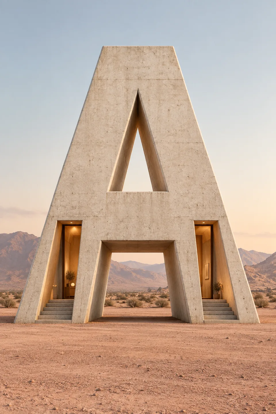 Turn one letter into a sculptural architectural idea.
