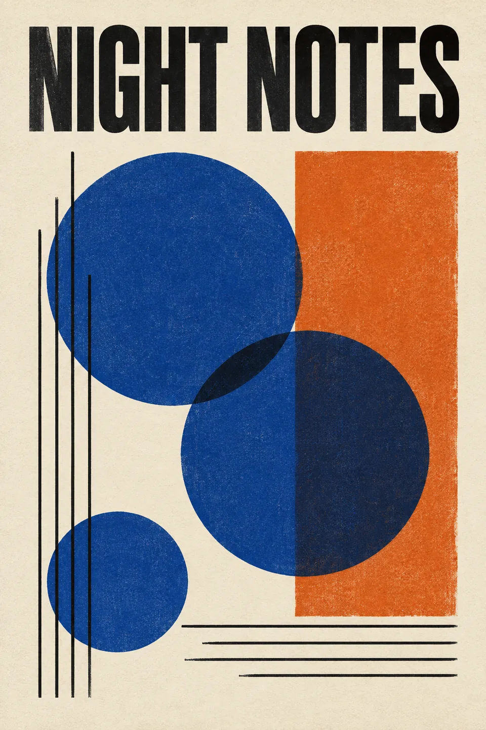 Build rhythm with a bold title, a clear grid and just a few shapes.